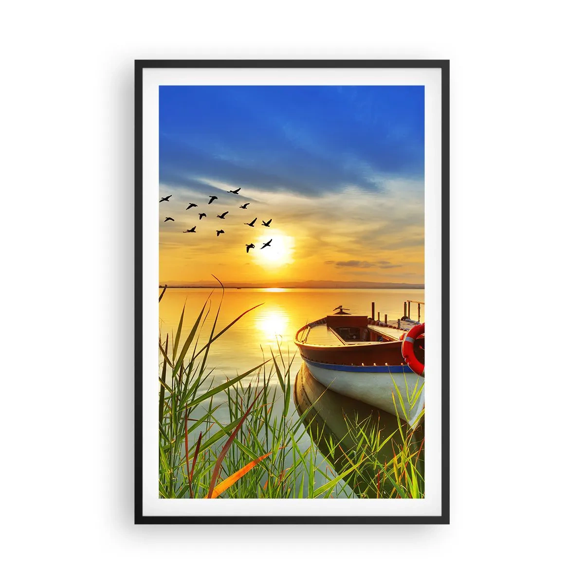 Poster in black frame - Cormorants Are Flying Away - 61x91 cm