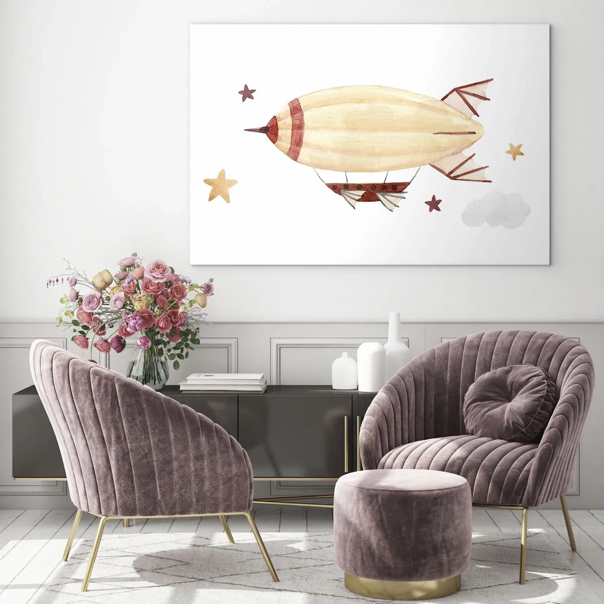 Glass picture - Airship - 100x70 cm
