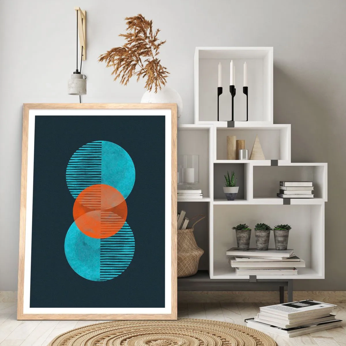 Poster in light oak frame - Symmetrical Composition - 61x91 cm