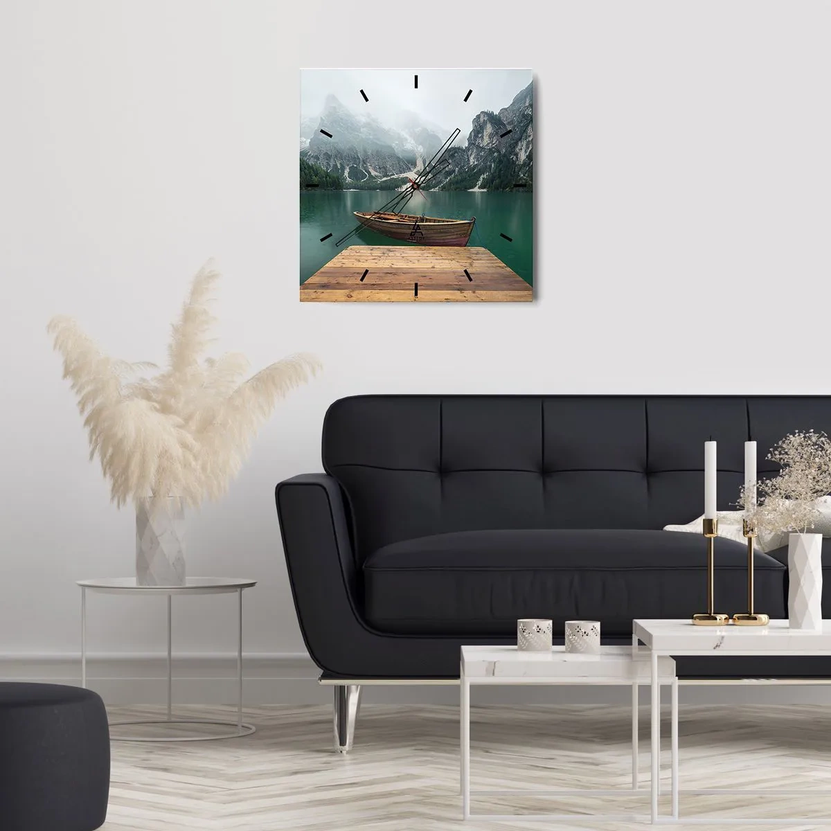 Wall clock - Clock on glass - Boat Found Solitude - 40x40 cm