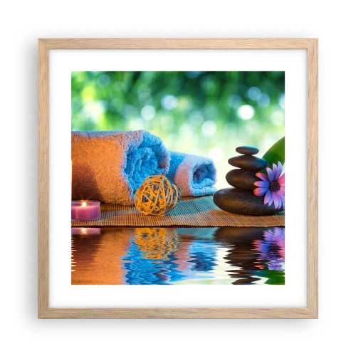 Poster in light oak frame - Time for the Body - 40x40 cm
