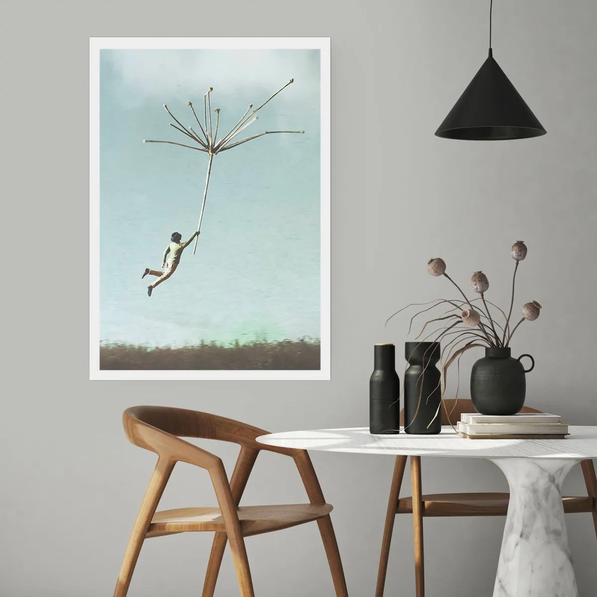 Poster - Kites, Dandelions, Wind - 30x40 cm