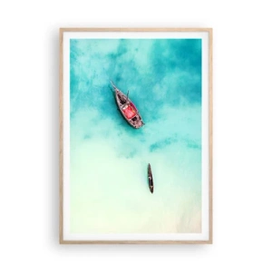 Poster in light oak frame - On the Beaches of Zanzibar, When the Tide Is High - 70x100 cm