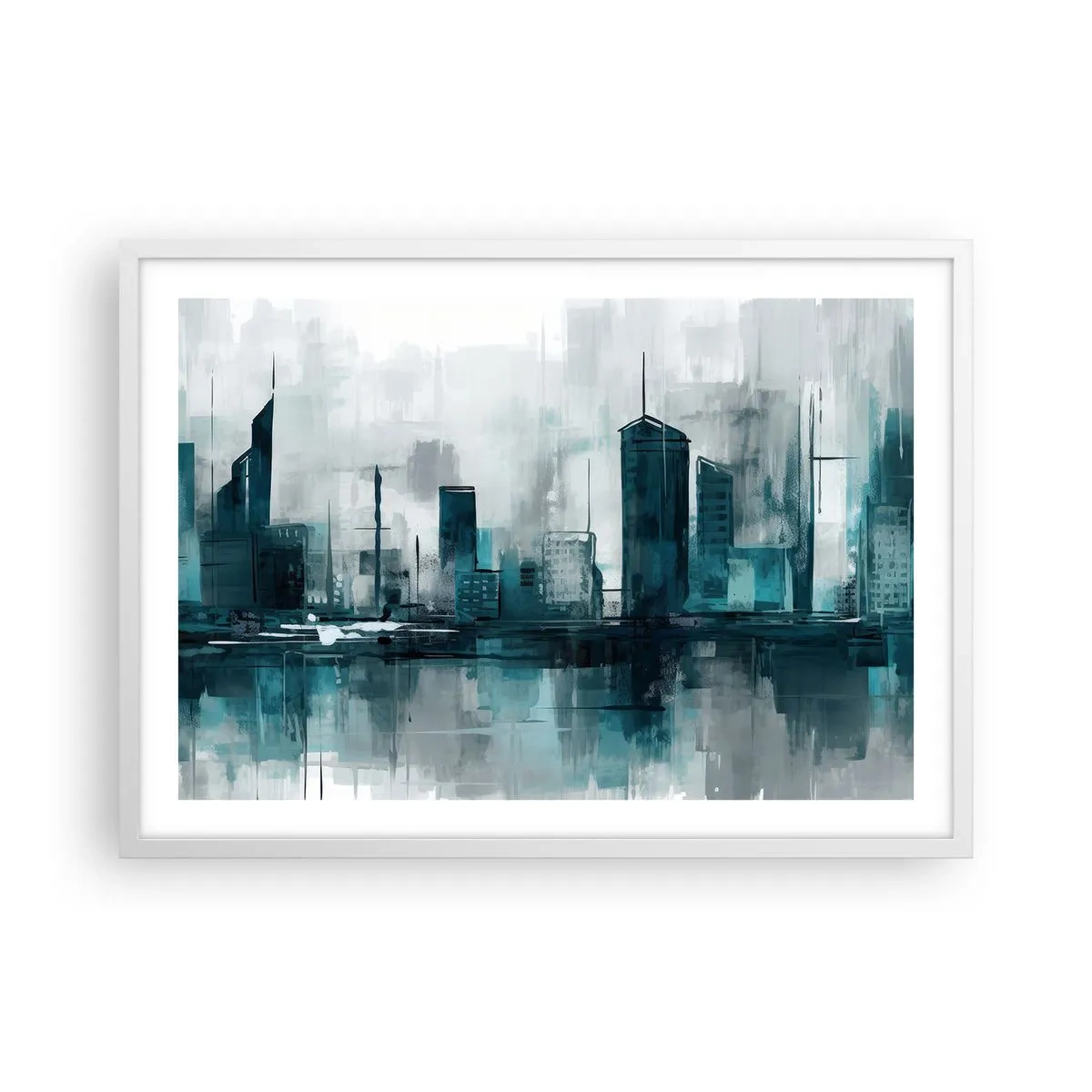 Poster in white frmae - City in the Colour of Rain - 70x50 cm