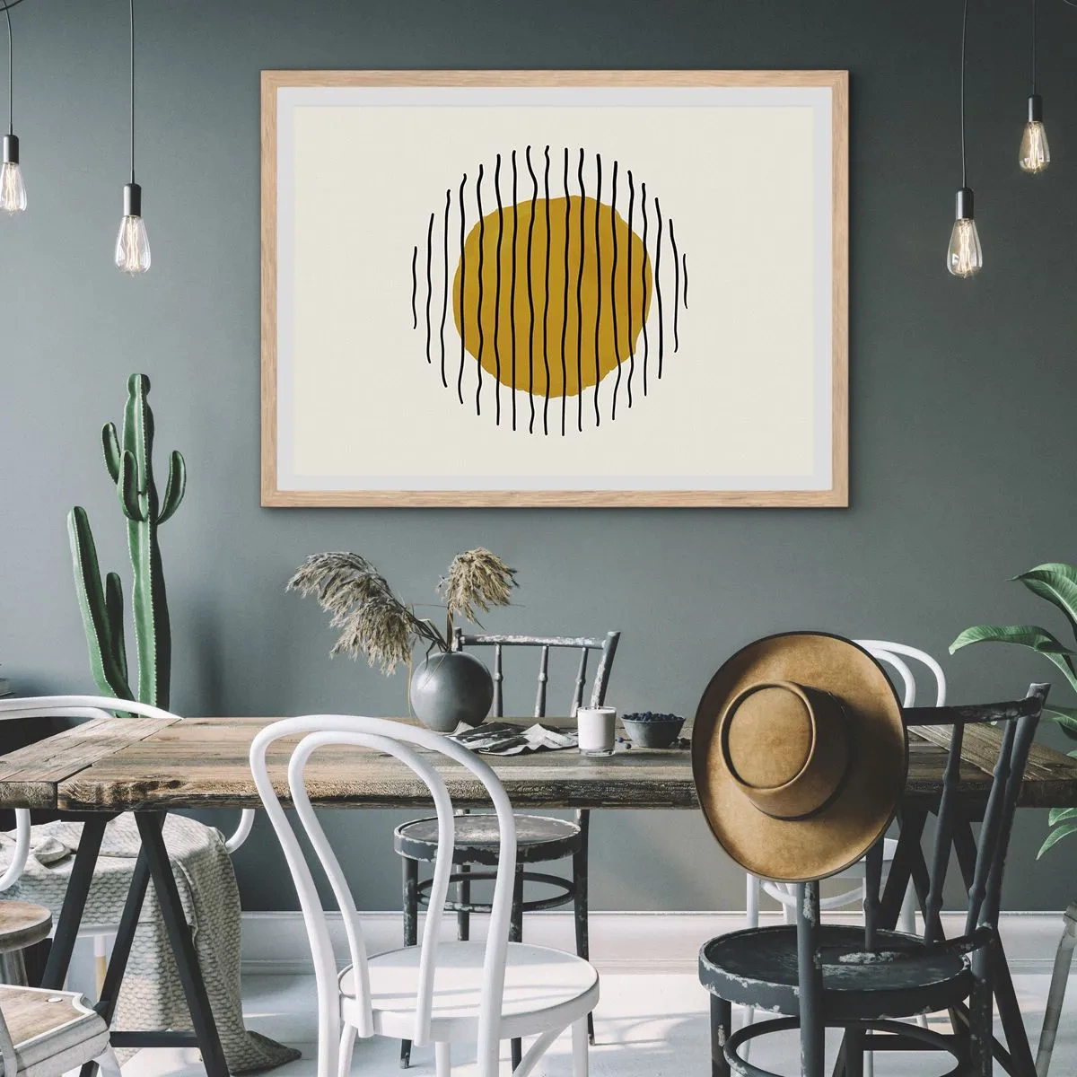 Poster in light oak frame - Abstract Shivering from Heat - 91x61 cm