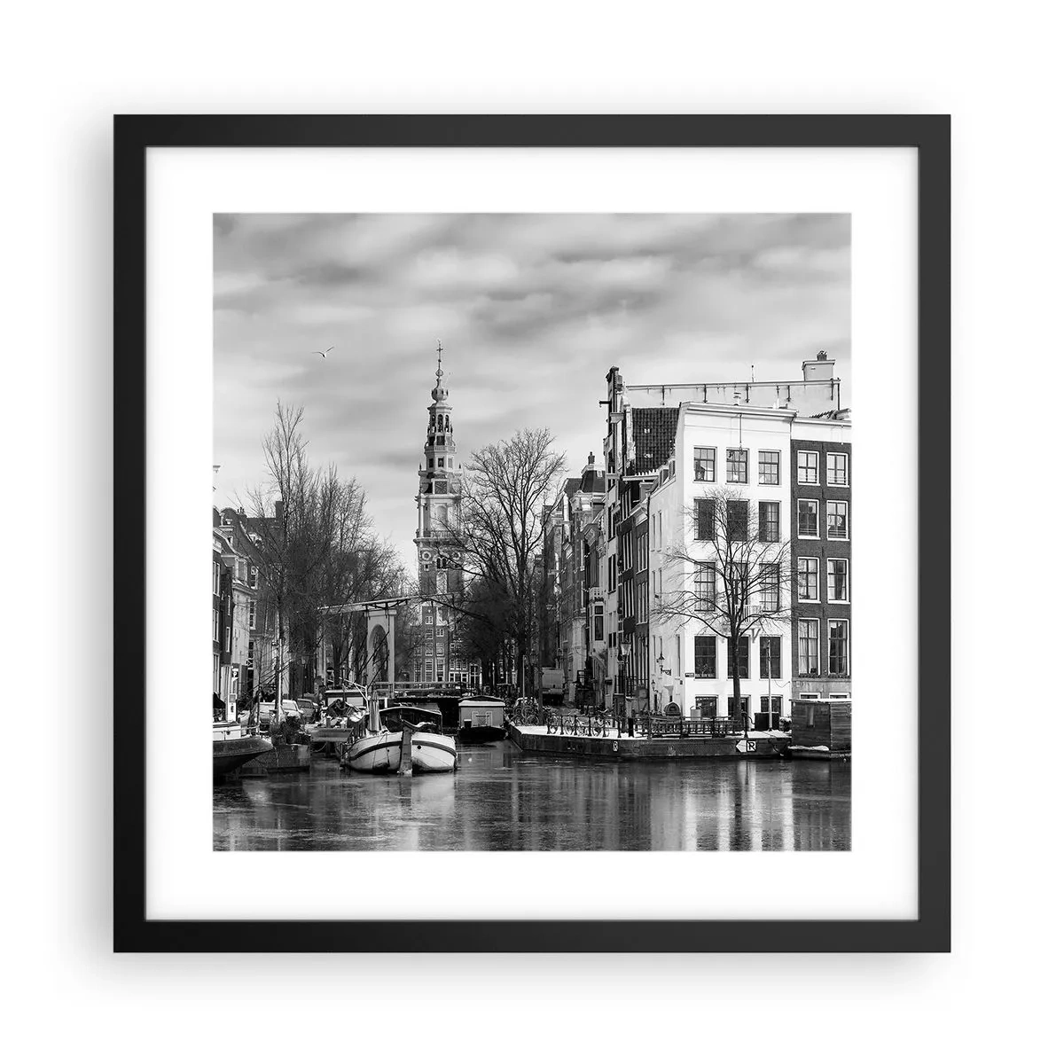 Poster in black frame - Amsterdam Atmosphere - 40x40 cm