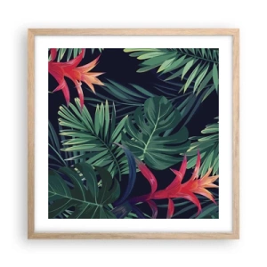 Poster in light oak frame - Burn in Green - 50x50 cm