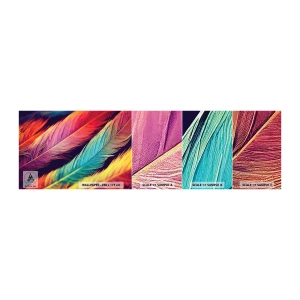 Photo Wallpaper Sample Self-Adhesive Deluxe Sticker - Feathered Rainbow - Feathers, Light, Colorful - 100x30 cm