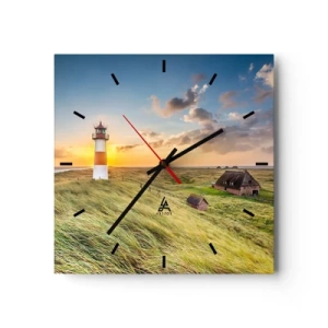 Wall clock - Clock on glass - Between Waves - 40x40 cm
