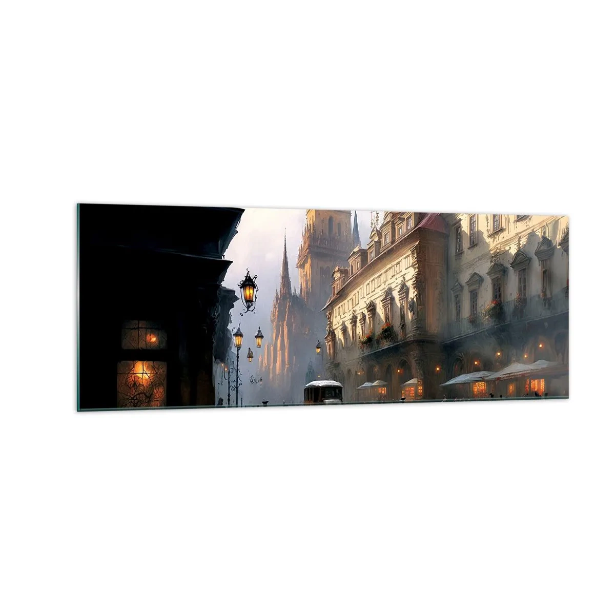 Glass picture - Charm of Evening in Prague - 140x50 cm