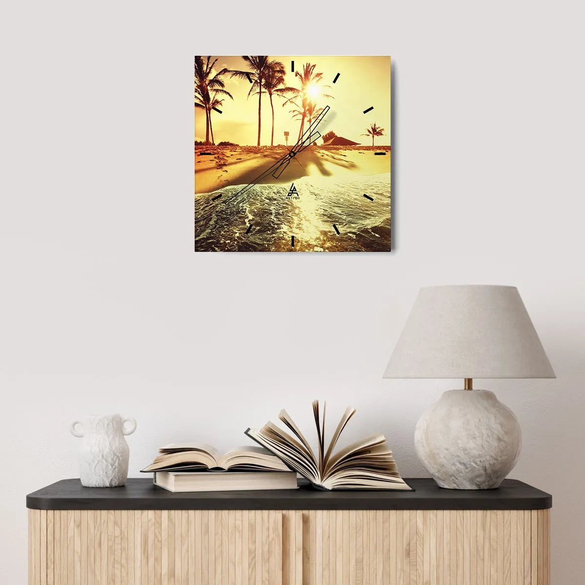 Wall clock - Clock on glass - Californian Afternoon - 30x30 cm