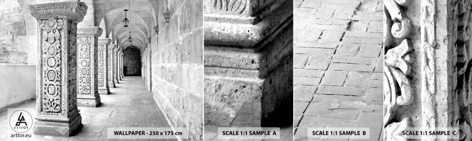 Photo Wallpaper Sample Standard Eco - Where is this Going...? - Architecture, Piece, Black and white - 100x30 cm