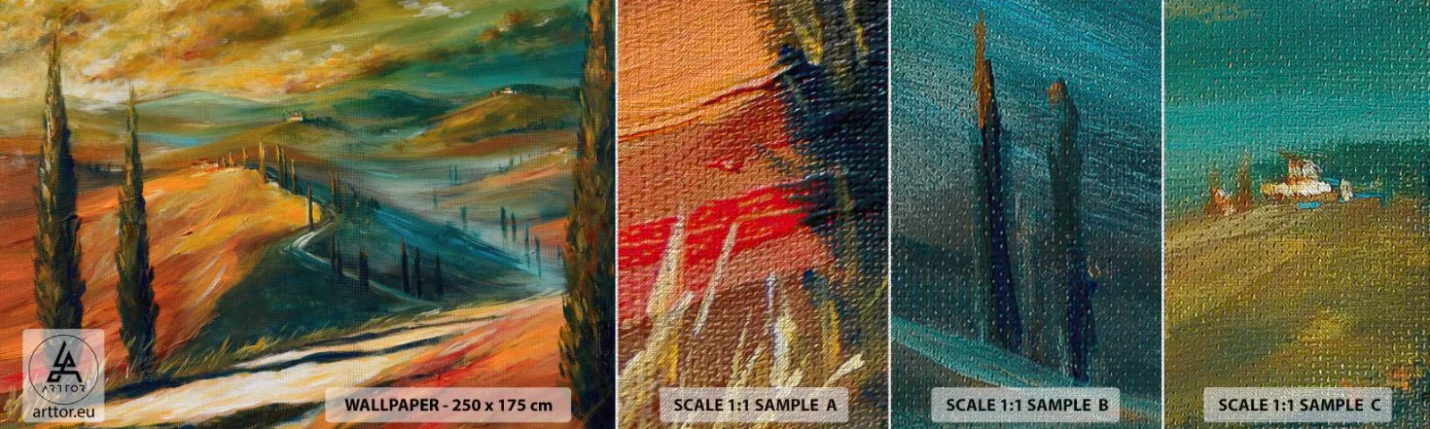 Photo Wallpaper Sample Premium Canvas - Tuscan Landscape - Landscape, Tuscany, Travels - 100x30 cm