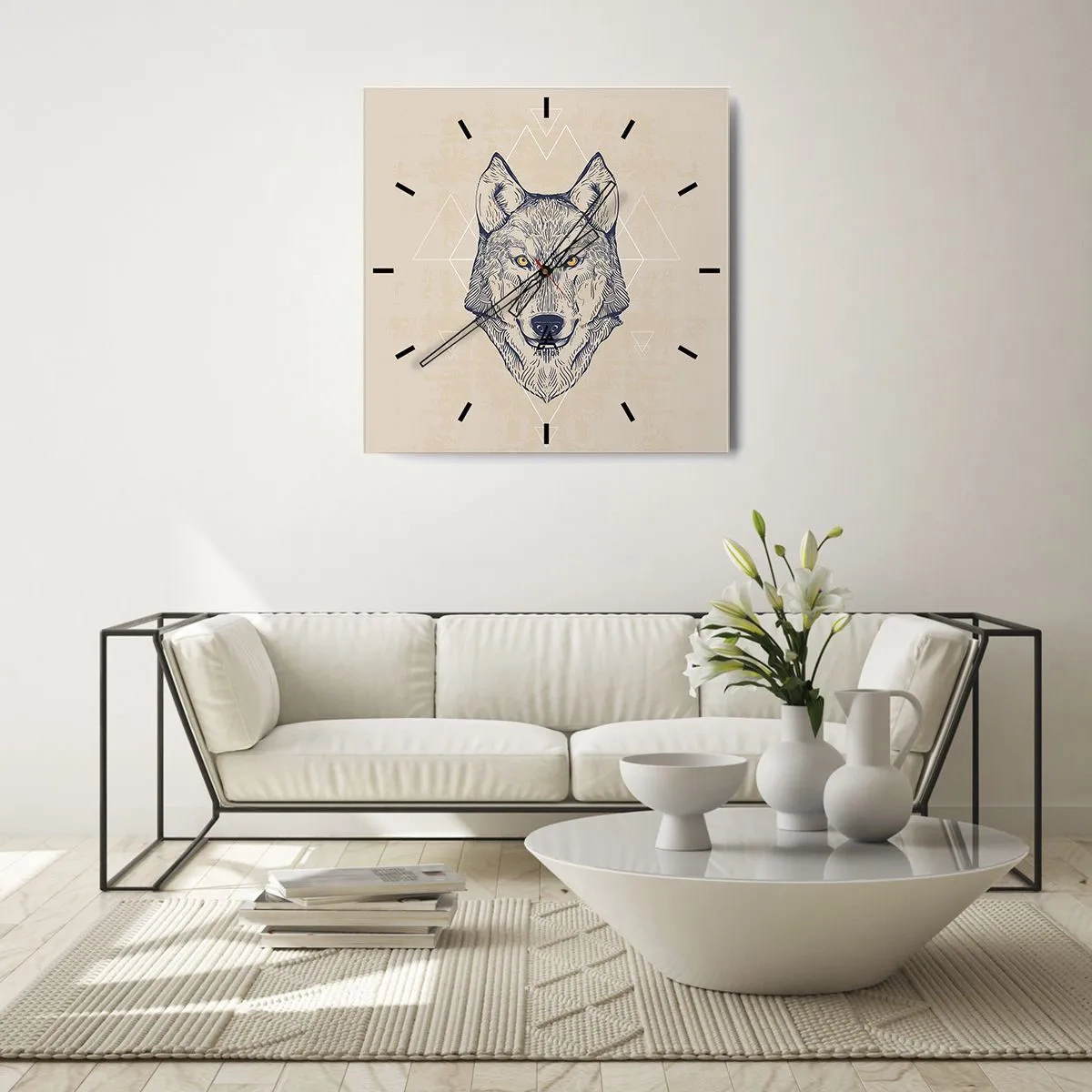 Wall clock - Clock on glass - Alpha with a Piercing Eyes - 30x30 cm