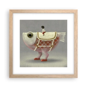 Poster in light oak frame - Fish Jockey - 30x30 cm