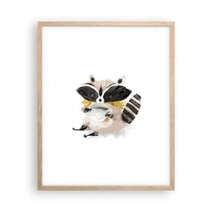 Poster in light oak frame - My Friend Raccoon - 40x50 cm