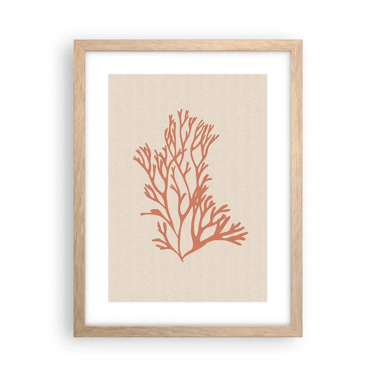 Poster in light oak frame - Coral Filigree - 30x40 cm