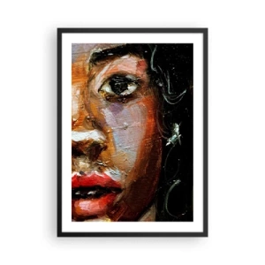 Poster in black frame - An abstract portrait of a woman in intense colors with an expressive eye. - 50x70cm - Black and Shine - Modern wall decoration for the living room and bedroom ARTTOR