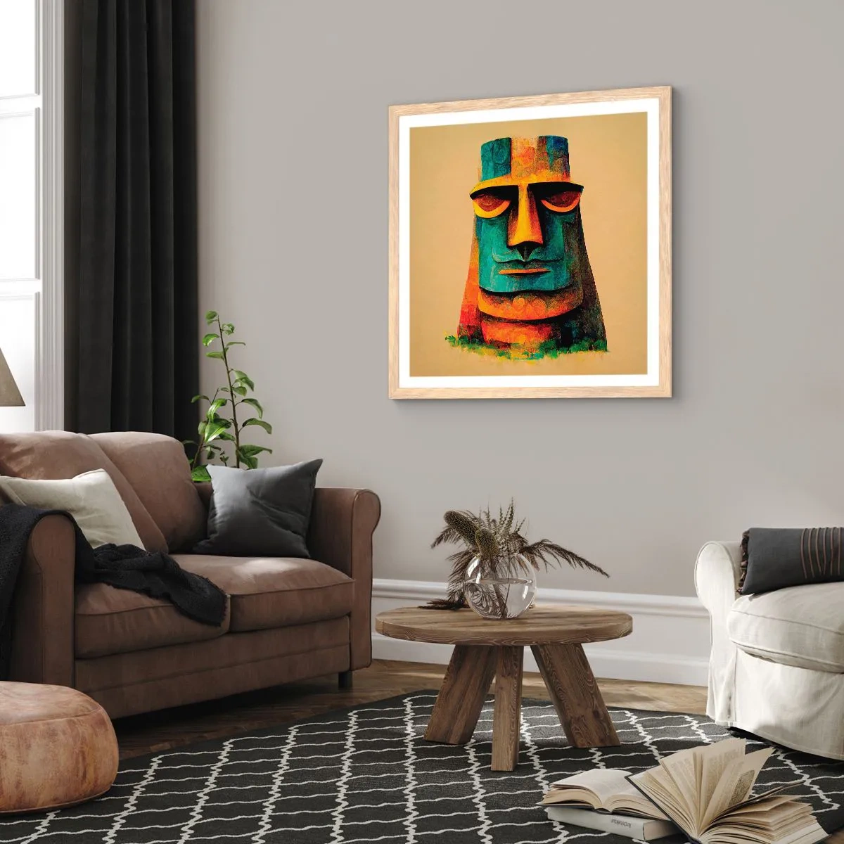 Poster in light oak frame - Statuesque but Friendly - 40x40 cm