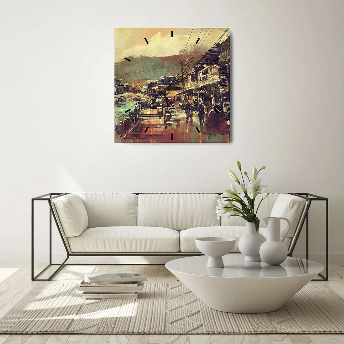 Wall clock - Clock on glass - Life As a Abundance of Greyness - 40x40 cm