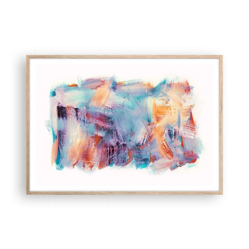 Poster in light oak frame - Colourful Mess - 100x70 cm