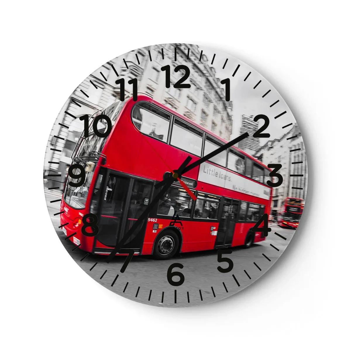 Wall clock - Clock on glass - Traditional London -By Bus - 40x40 cm