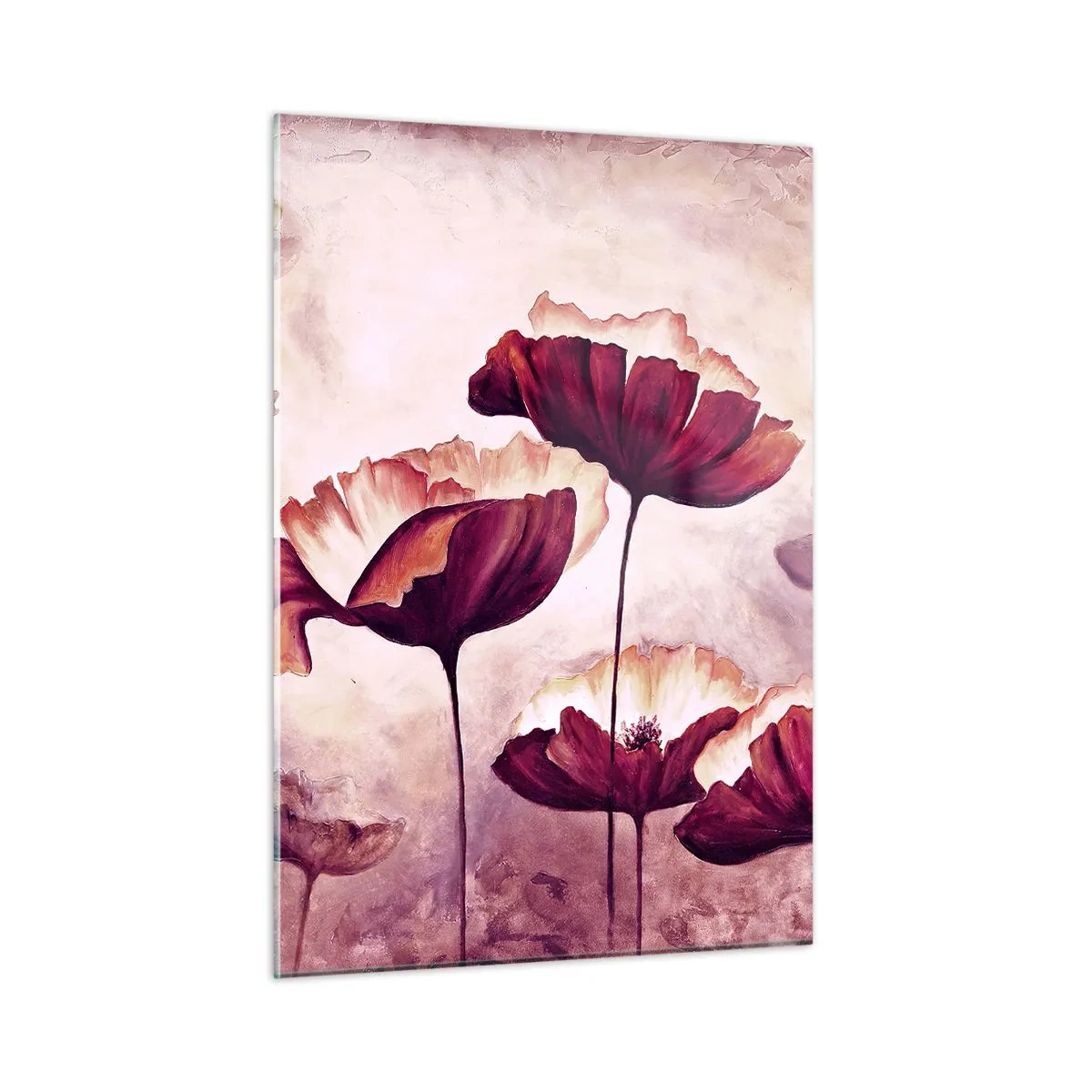 Glass picture - Red and White Flake - 50x70 cm