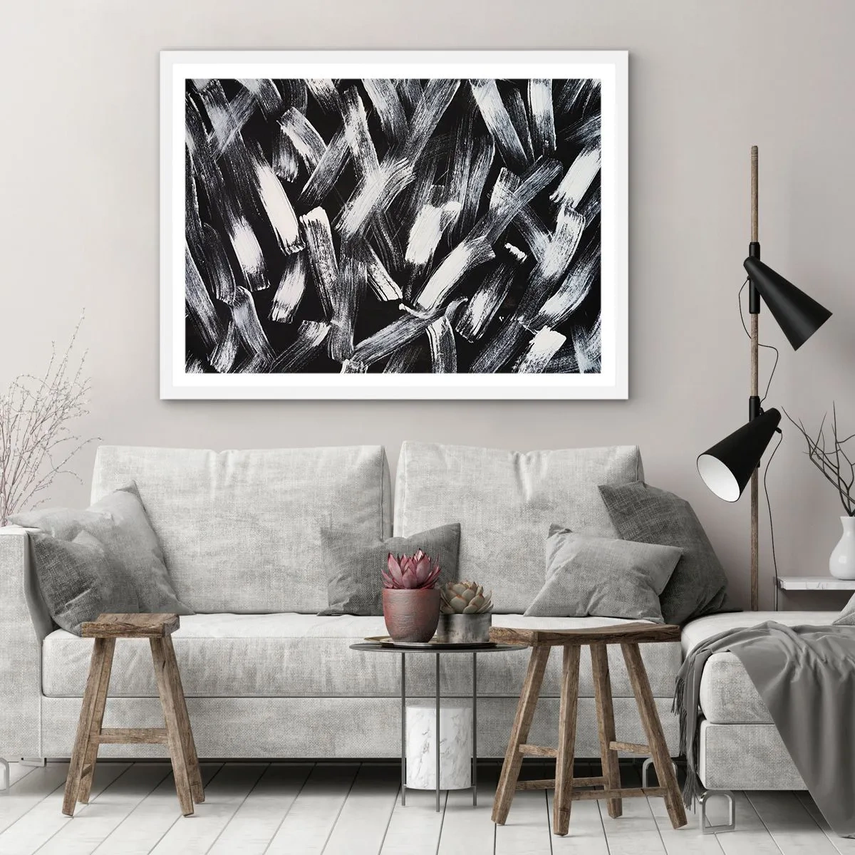 Poster in white frmae - Abstract in Industrial Spirit - 50x40 cm