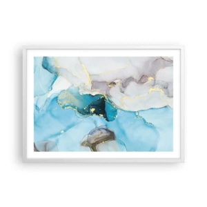 Poster in white frmae - Study in Grey and  Turquoise Encounter - 70x50 cm