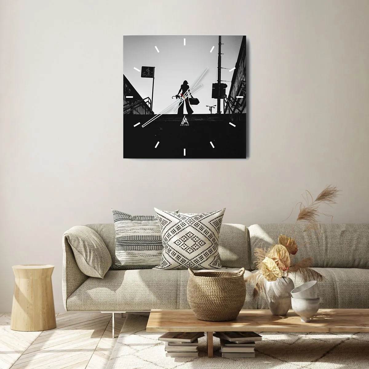 Wall clock - Clock on glass - City Wander - 30x30 cm