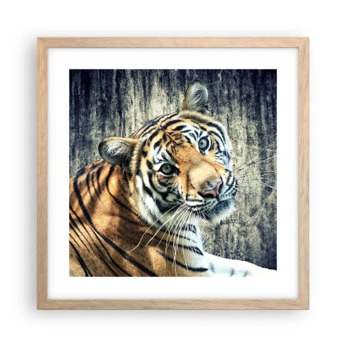 Poster in light oak frame - Portrait in Rays of Light - 40x40 cm