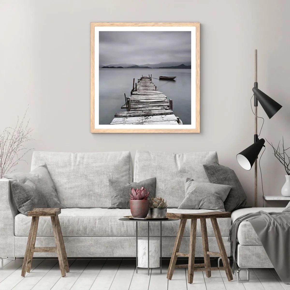 Poster in light oak frame - Tomorrow You Can Go - 60x60 cm