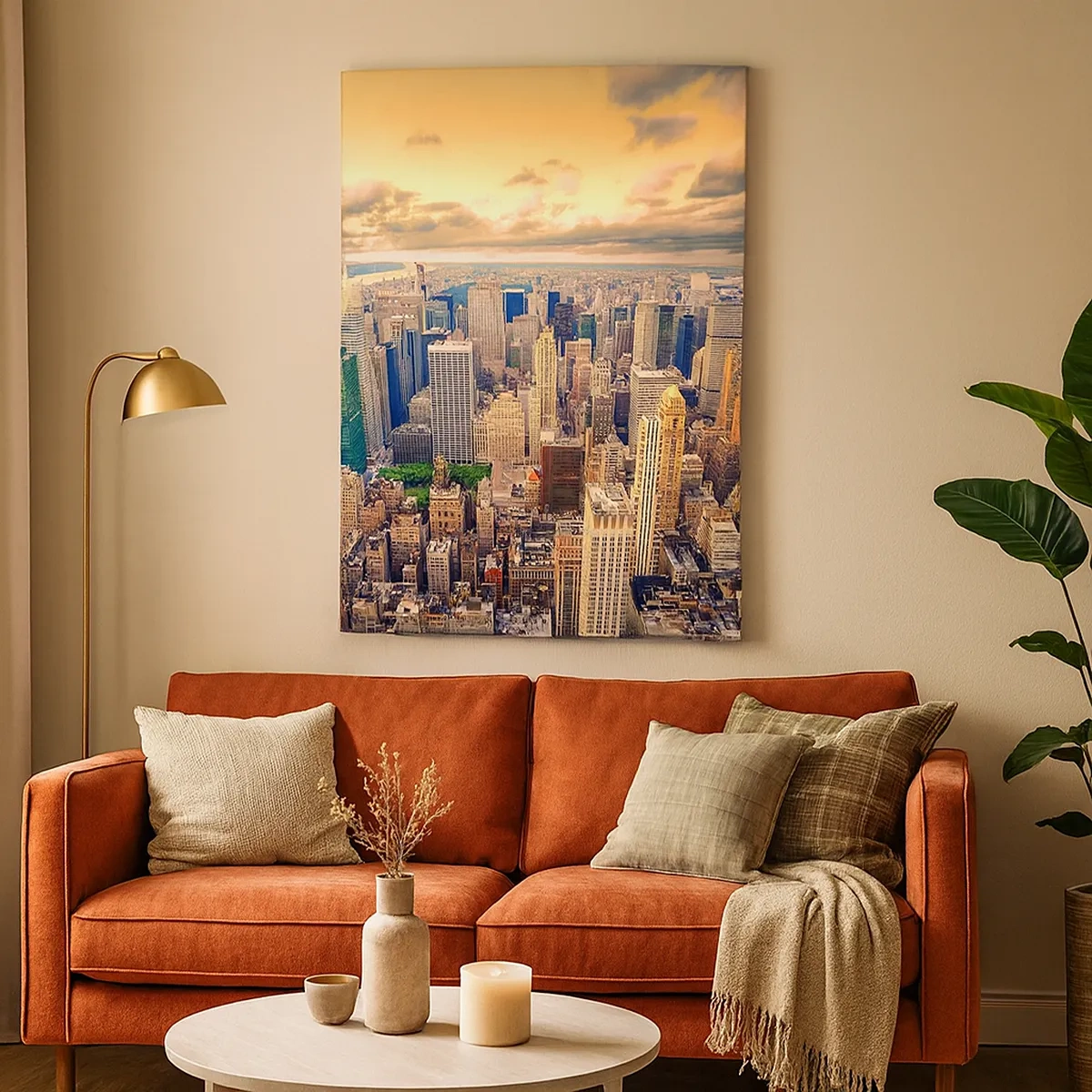 Canvas picture - Metropolis in Gold - 50x70 cm