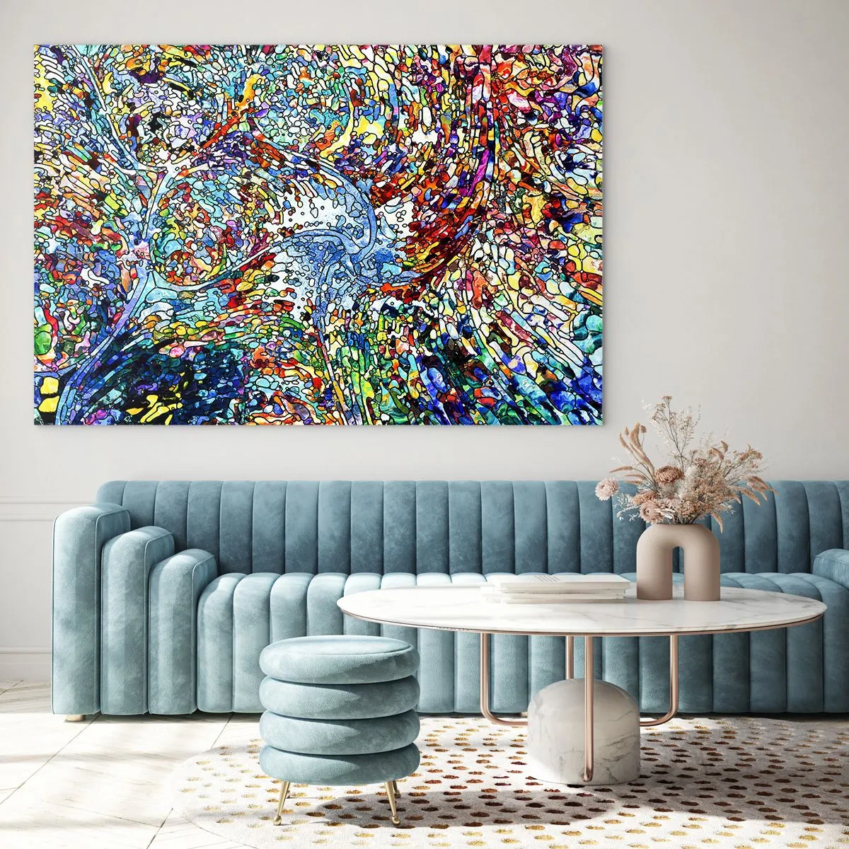 Glass picture - Stained Glass with Drops - 100x70 cm