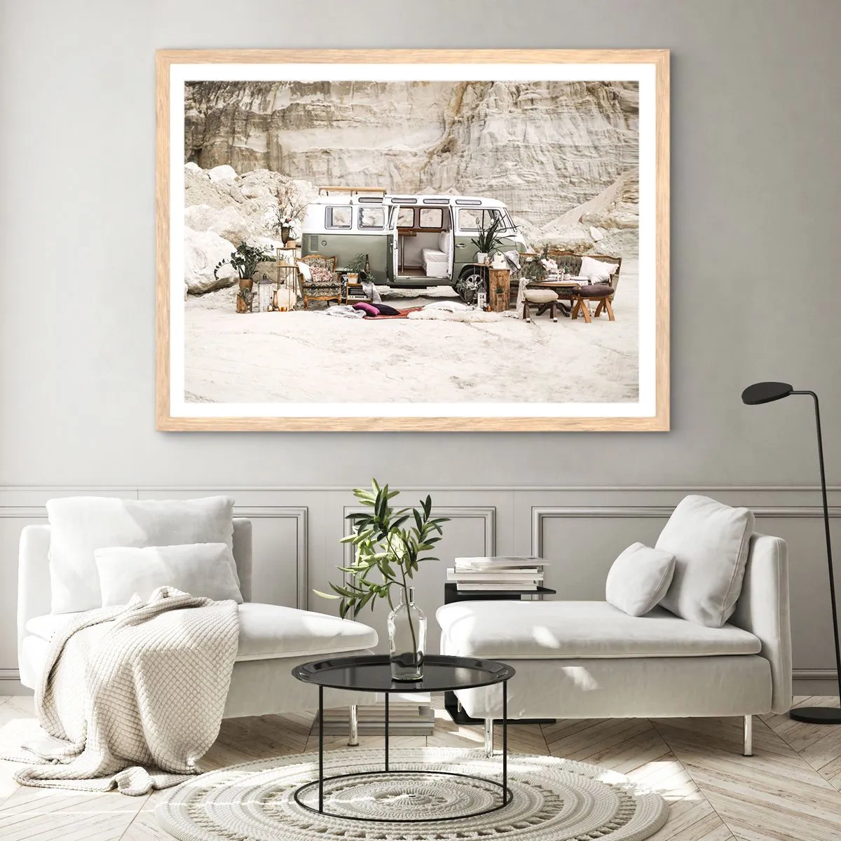 Poster in light oak frame - Time to Start the Trip - 70x50 cm