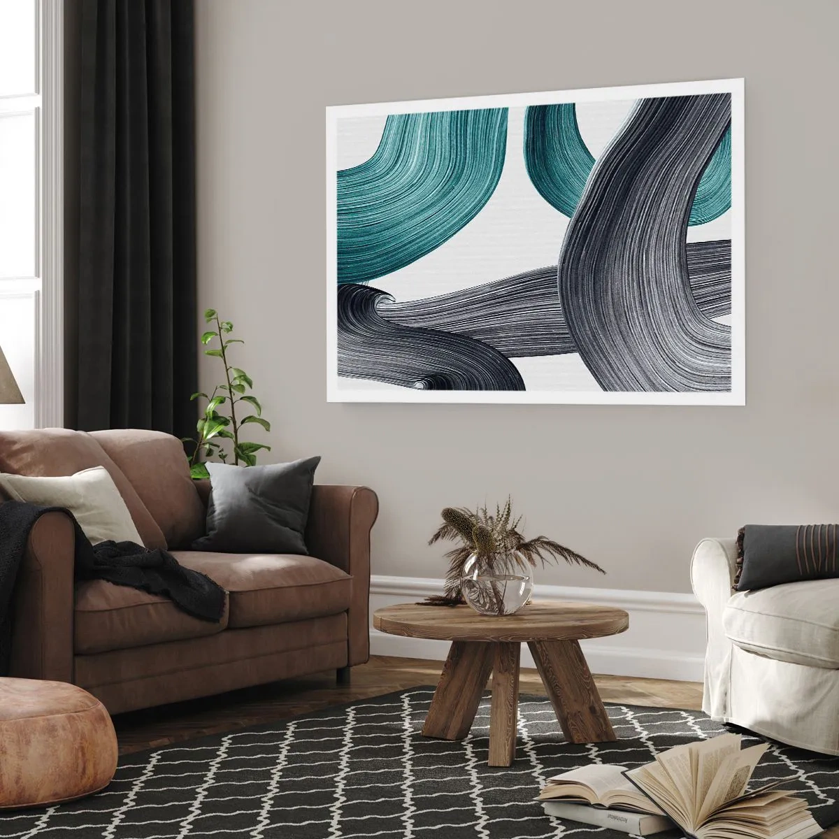 Poster - Emerald and Black Trails - 70x50 cm