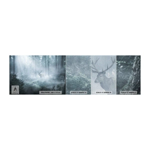 Photo Wallpaper Sample Premium Sand - Morning Round of the Estate - Landscape, Forest, Deer - 100x30 cm