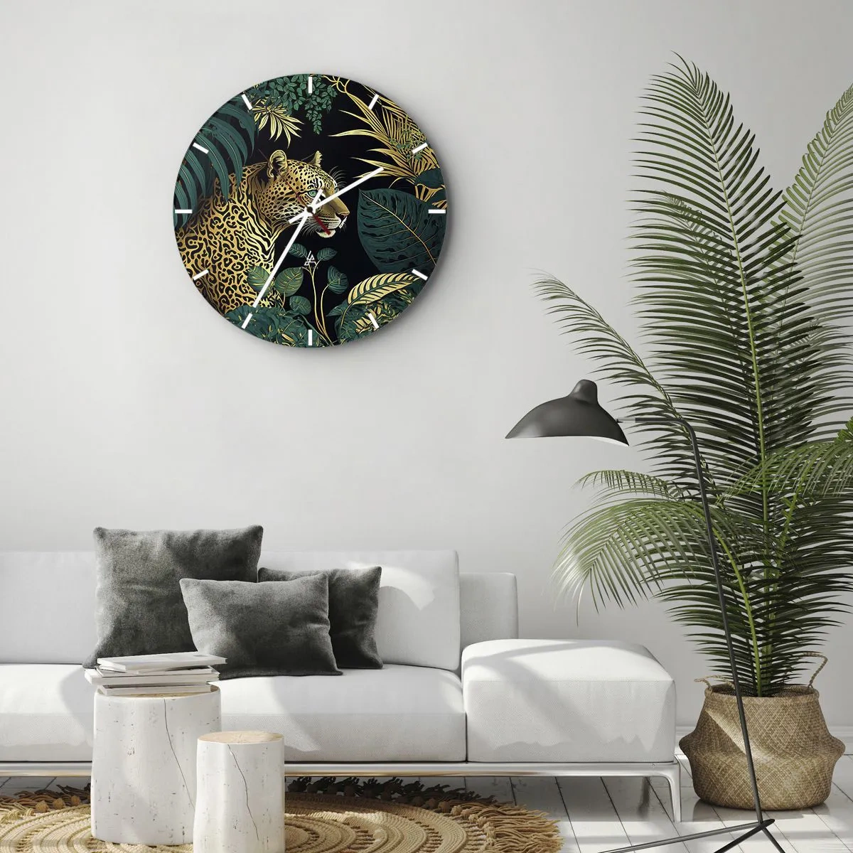 Wall clock - Clock on glass - Host in the Jungle - 30x30 cm