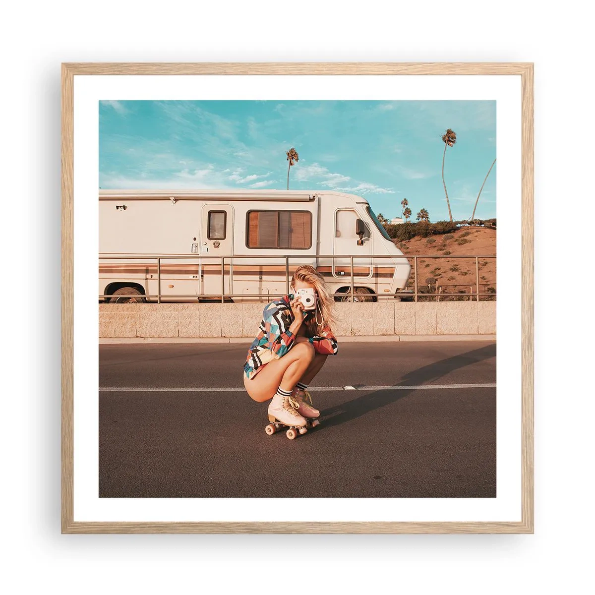 Poster in light oak frame - Smile, Please! - 60x60 cm