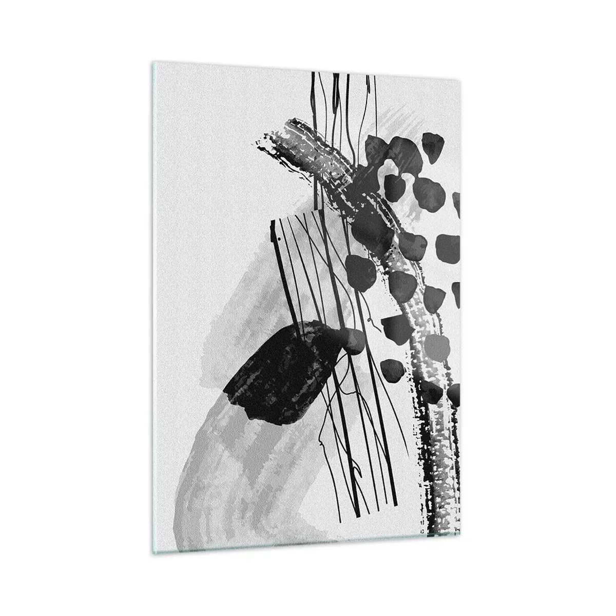 Glass picture - Black and White Organic Abstraction - 50x70 cm
