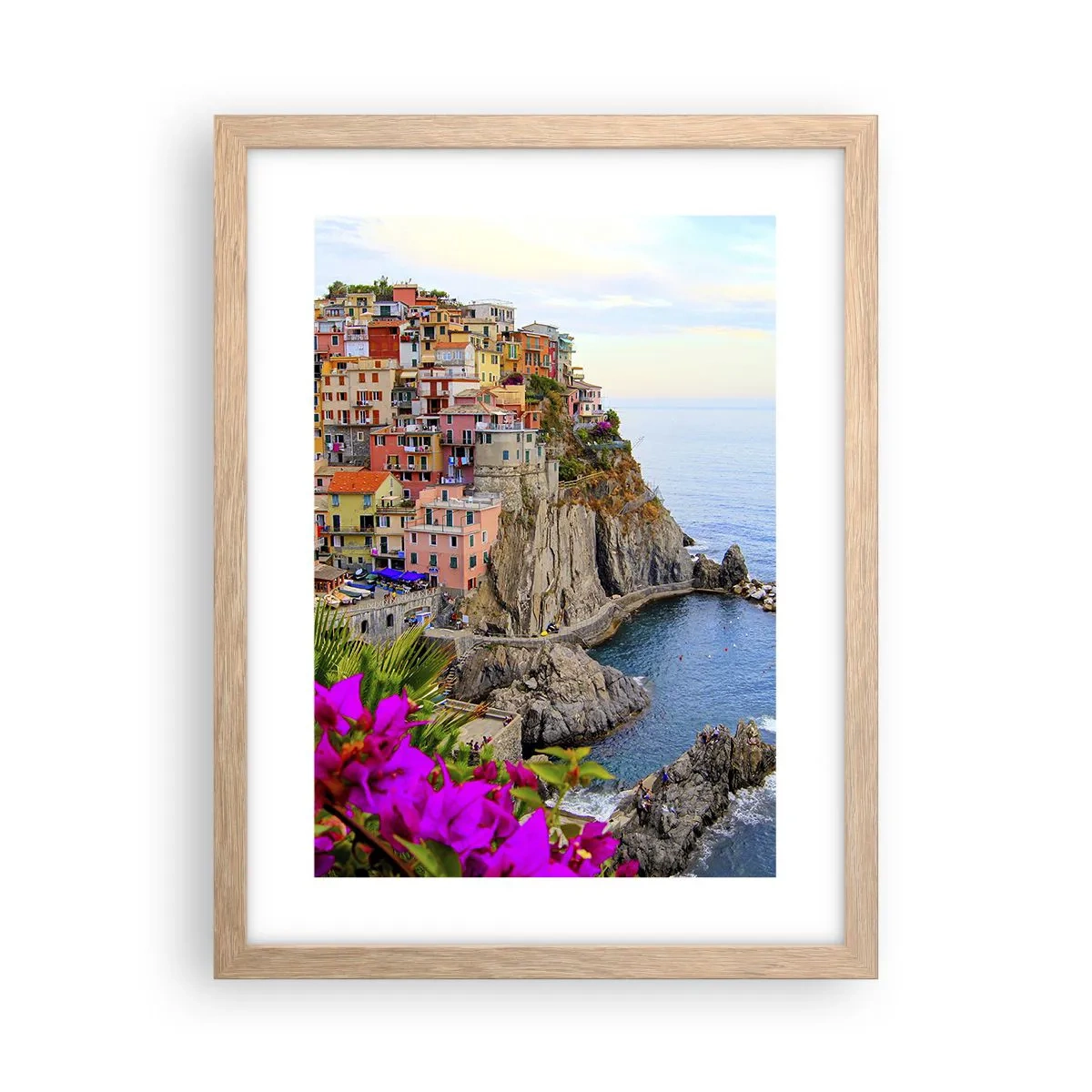 Poster in light oak frame - Laughing City - 30x40 cm