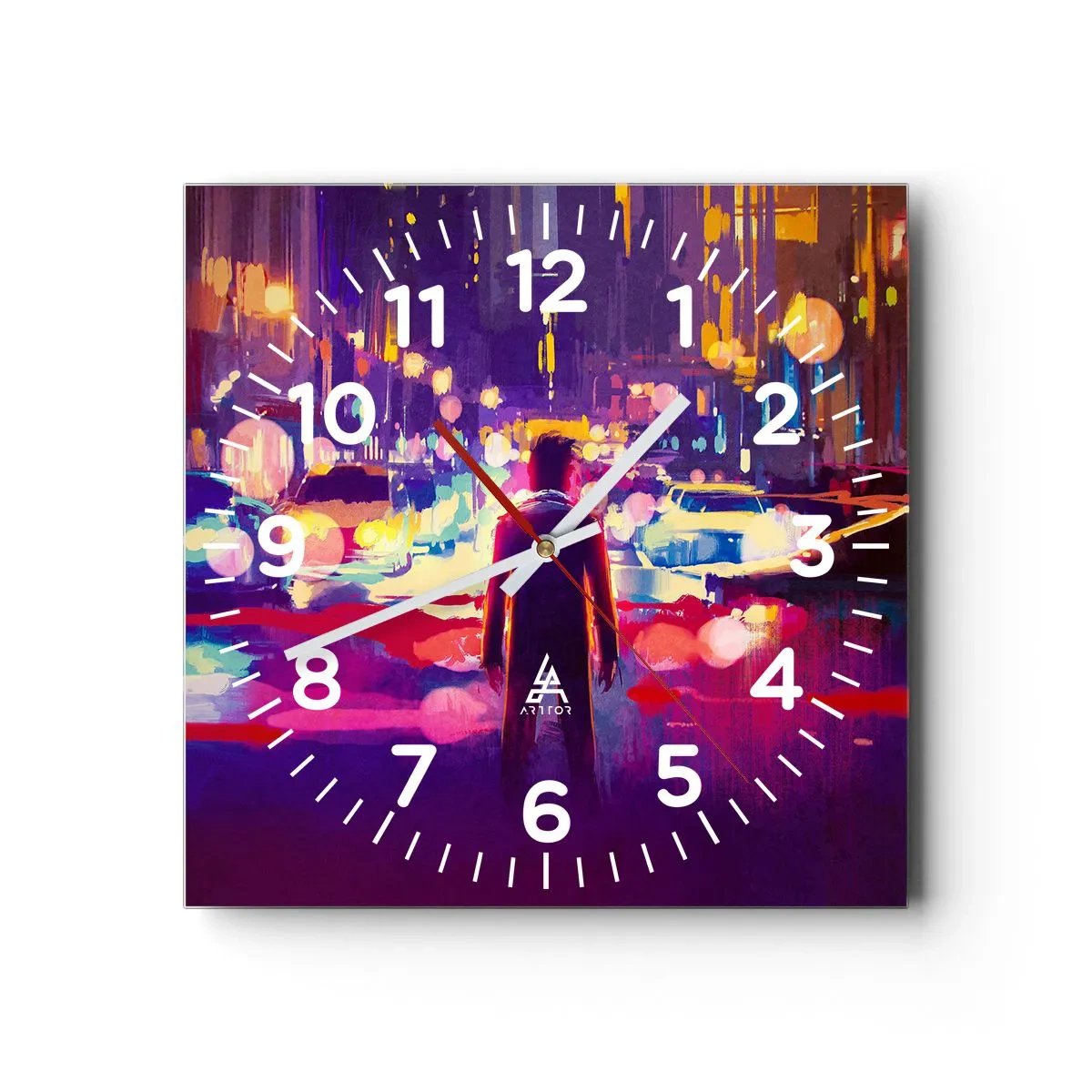 Wall clock - Clock on glass - Immersed in Light - 30x30 cm