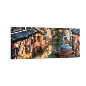 Glass picture - Evening on a Chinese Street - 100x40 cm
