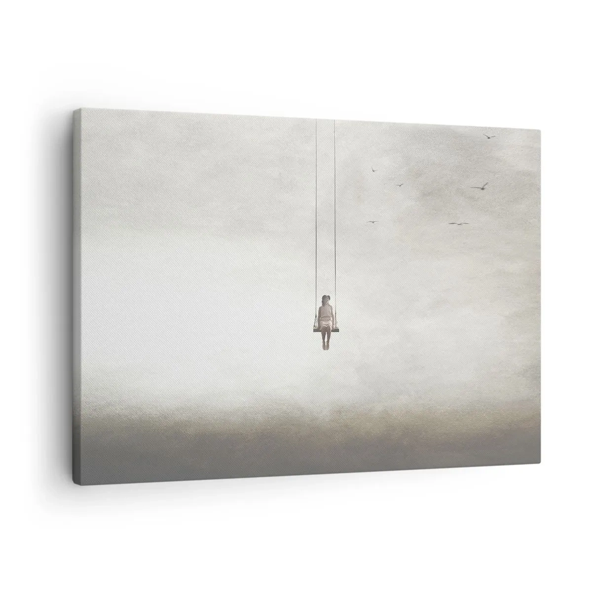 Canvas picture - A figure on a swing suspended in space - 70x50cm - Child in Us - Modern wall decoration for the living room and bedroom ARTTOR