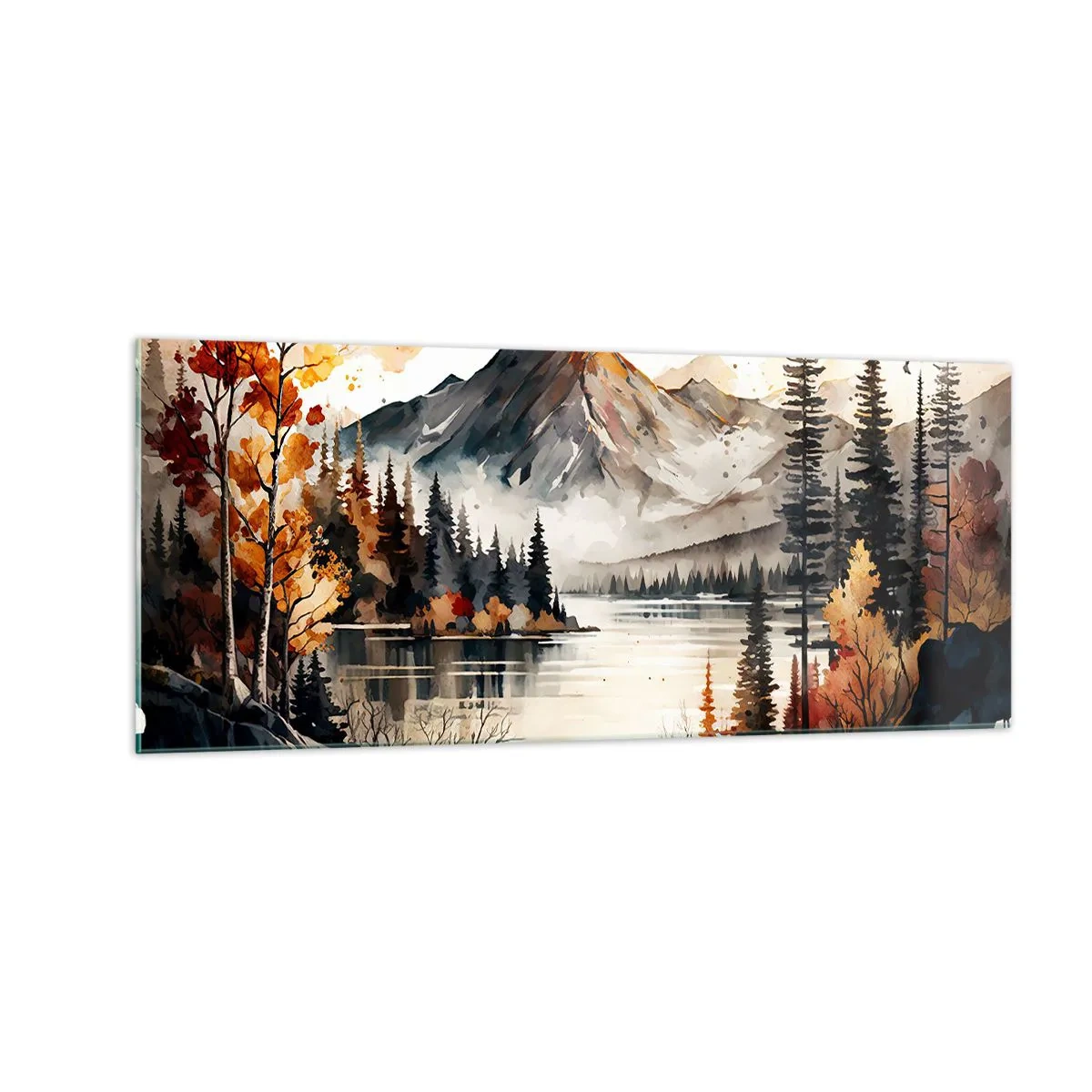 Glass picture - Golden Autumn in the Mountains - 100x40 cm