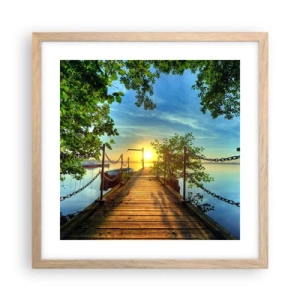 Poster in light oak frame - Sunset by the Water - 40x40 cm