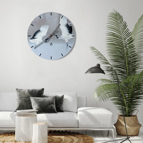 Wall clock - Clock on glass - Dance in the Fog - 40x40 cm
