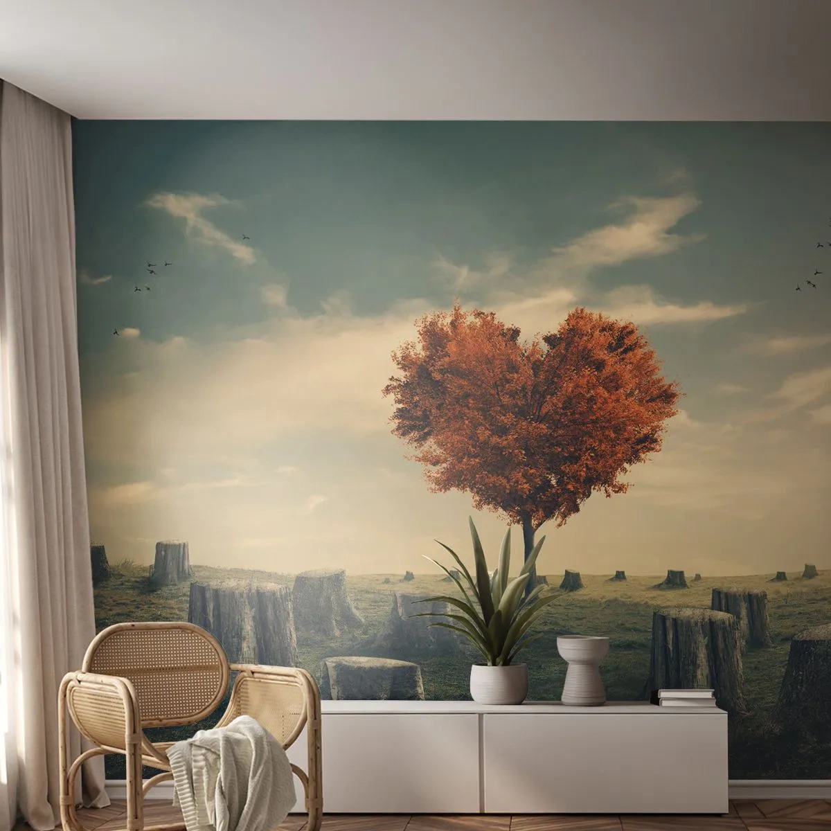 Photo Wallpaper Standard Eco - There Is Still Hope - Abstraction, Landscape, Tree - 400x280 cm