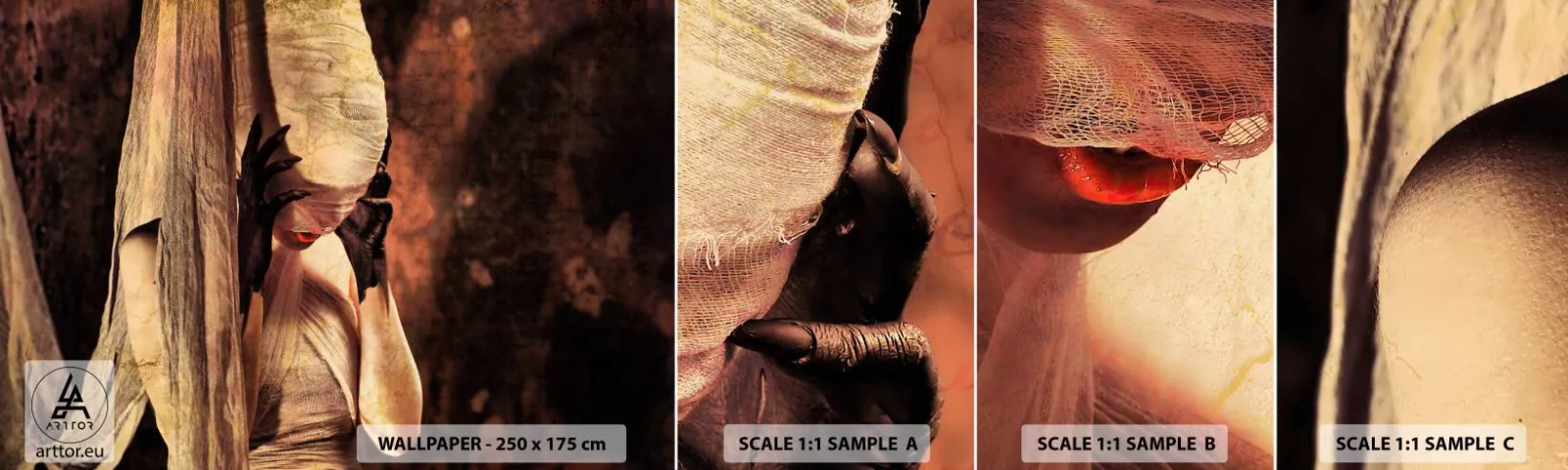 Photo Wallpaper Sample Standard Eco - Between Good and Evil - Theater, Piece, Man - 100x30 cm