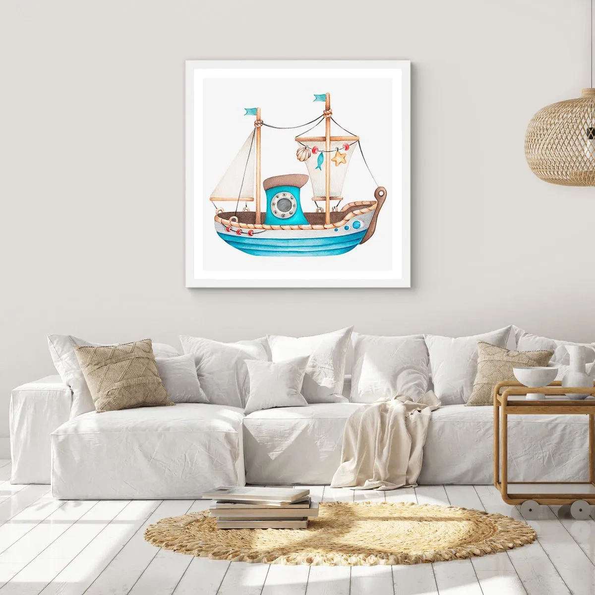 Poster in white frmae - Ahoy, Adventure! - 60x60 cm